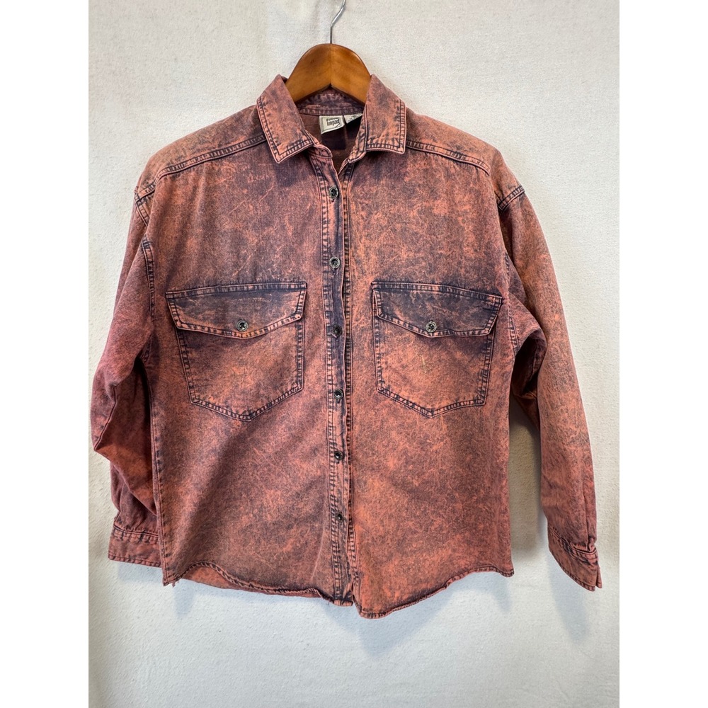 Sudden Impact Shirt Pink Purple Acid Wash Vintage Cotton Button Down S Brazil